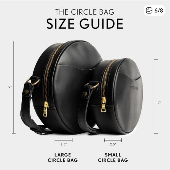 Portland Leather Classic Black Circle Crossbody Bag - Picture 3 of 3